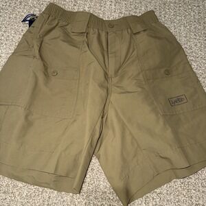 AFTCO Original Nylon Fishing Shorts Men 30 Brown‎ Embroidered Logo 8" Inseam NWT